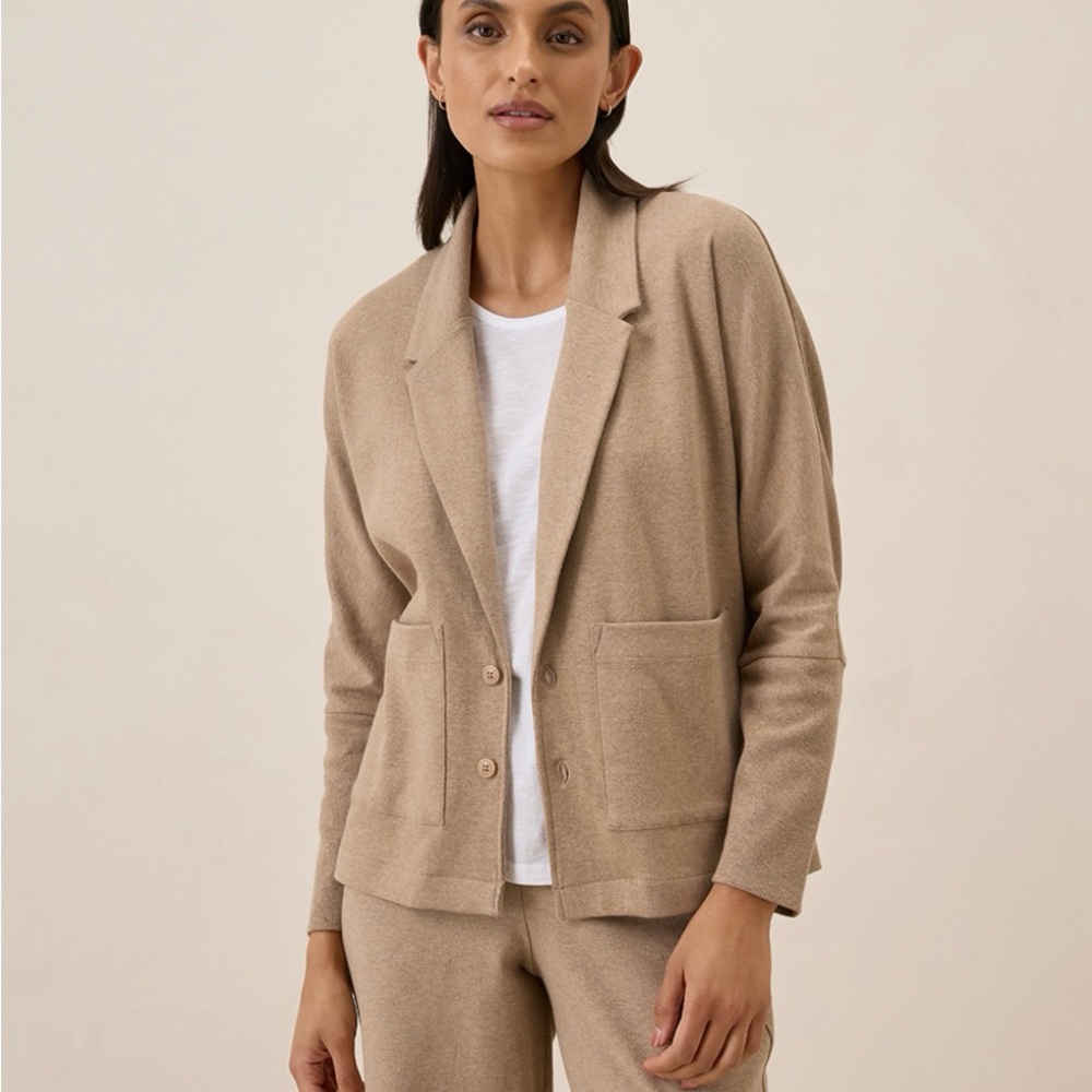 Pact Organic Airplane Blazer Sesame Heather Size XS